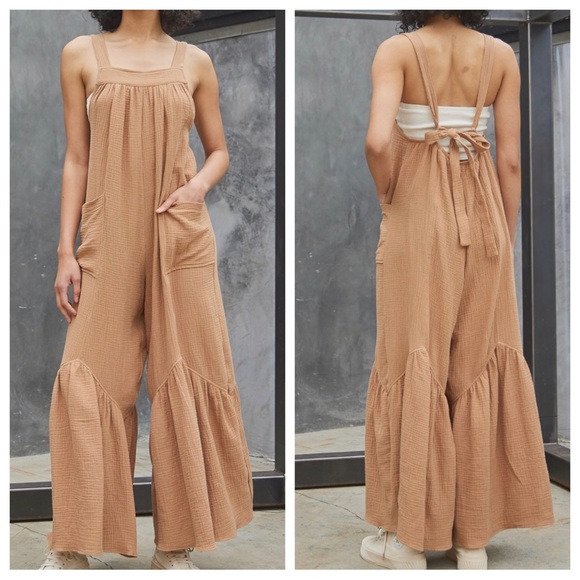 Boho -Cotton gauze solid fabric Wide leg
Jumpsuit - Picture 8 of 9